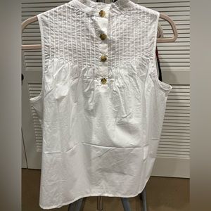 J. Crew Sleeveless Top with pin tucking - White- Size Medium . NWT